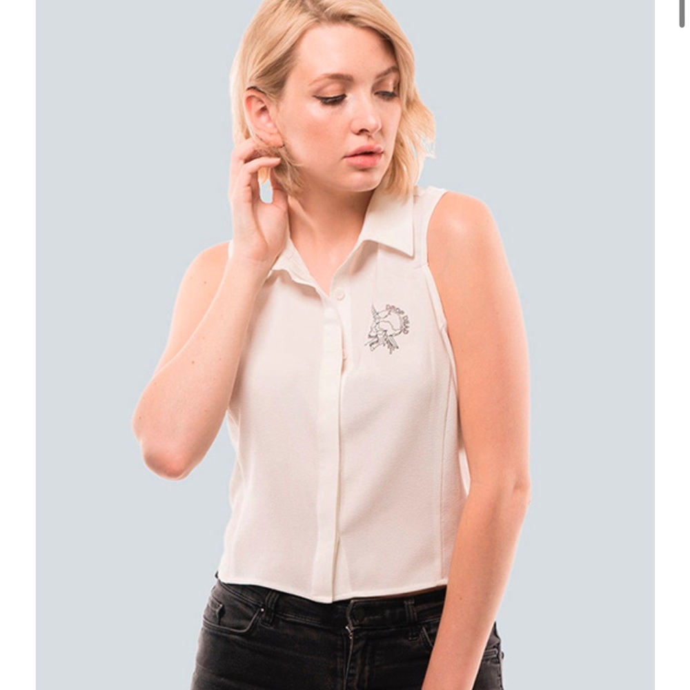 Drop dead Sleeveless Fitted button Down Shirt  vest size 12